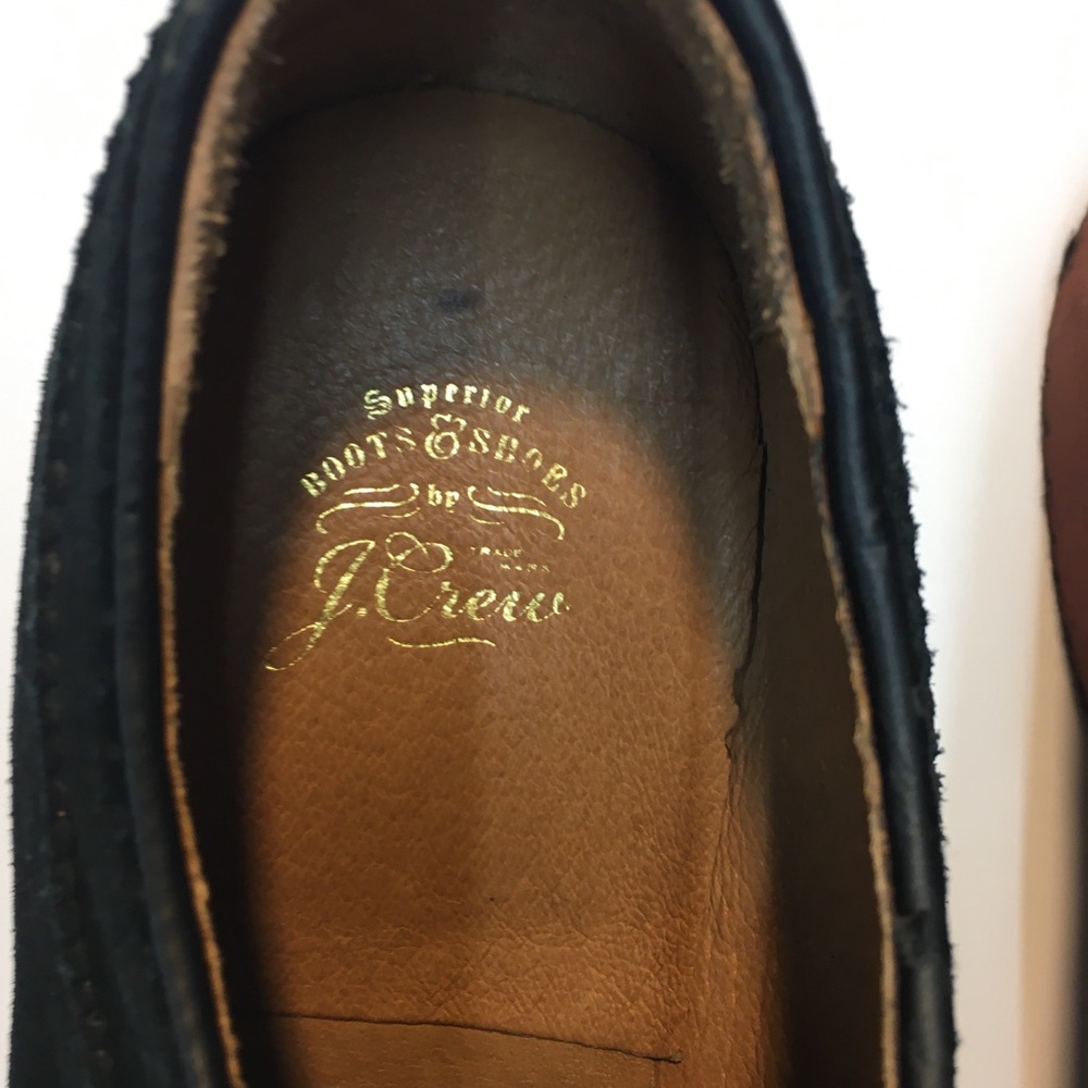 J Crew Kenton Suede Wing Tips Oxford Shoes Men's 10 Black Classic Academia - Picture 7 of 16